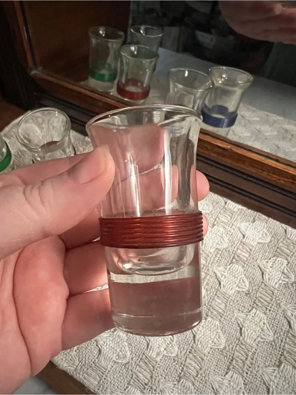 VINTAGE‎ Blade Runner Set of 6 Mid-Century Modern Celluloid Banded Shot Glasses